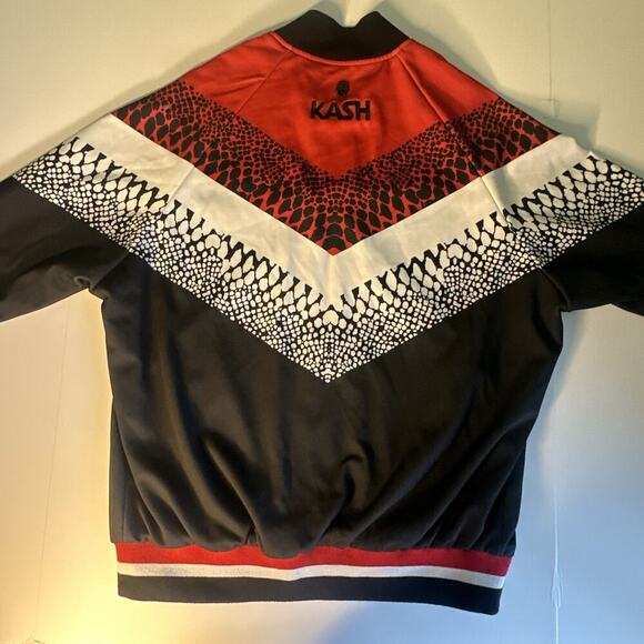 Kash Men's Large Zip Up Track, Jacket, red, black, white, Athletic Designer - Picture 10 of 11